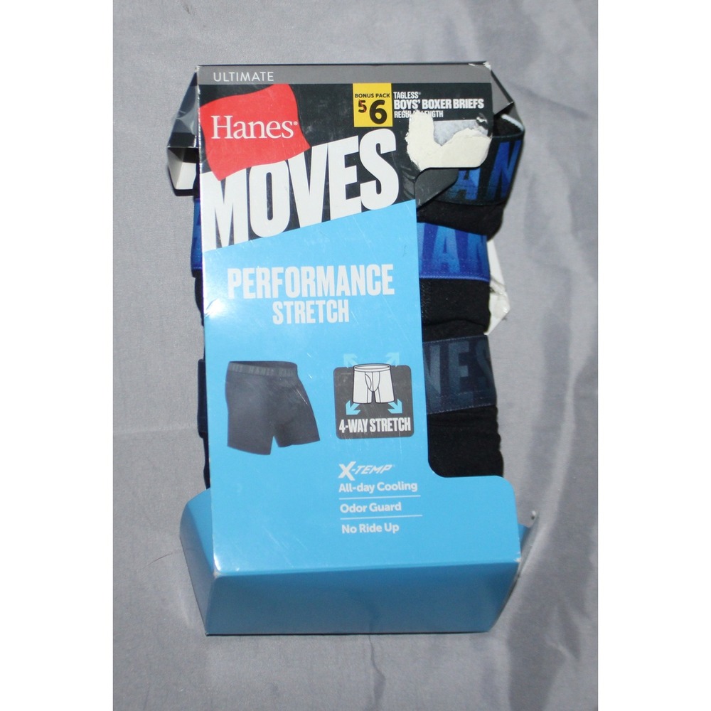 Boys Hanes Moves performance X-temp boxer briefs size L (12-14) 3 pack